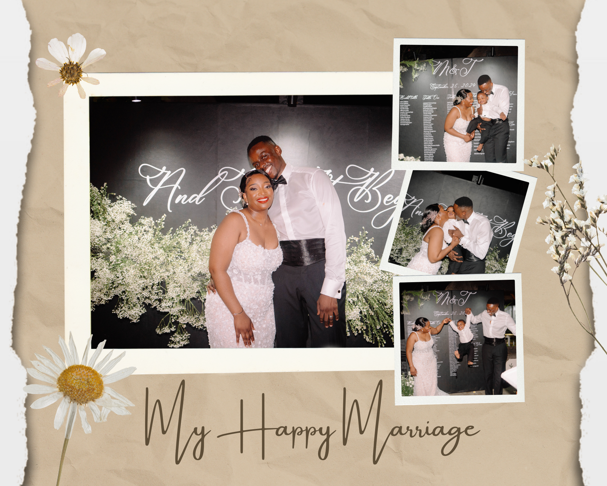 Beige Brown Scrapbook Aesthetic Marriage Photo Collage