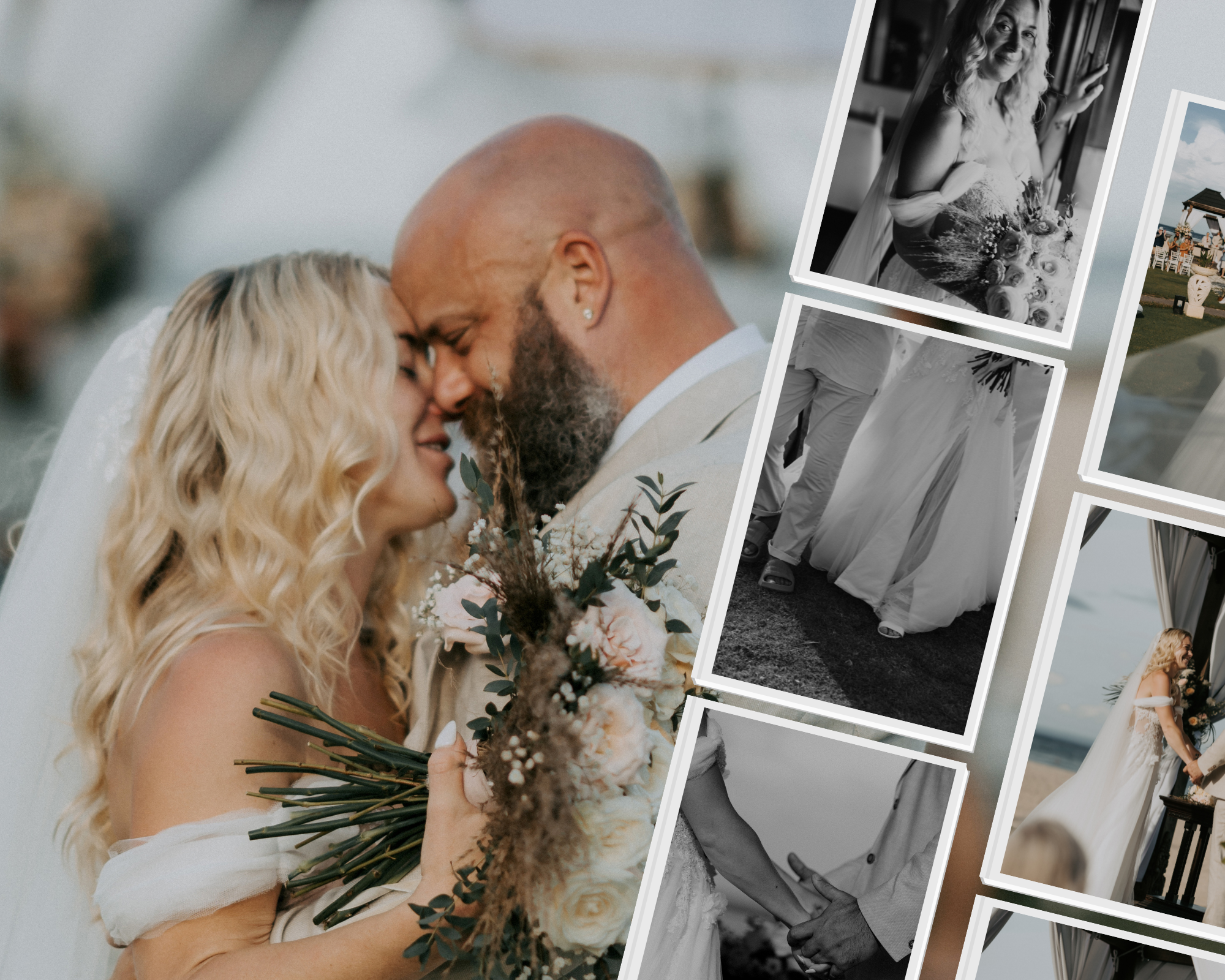 Black Illustrative Happy Wedding Photo Collage