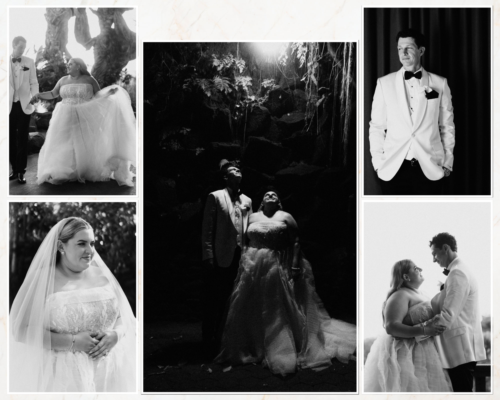 Black and White Simple Happy Wedding Photo Collage