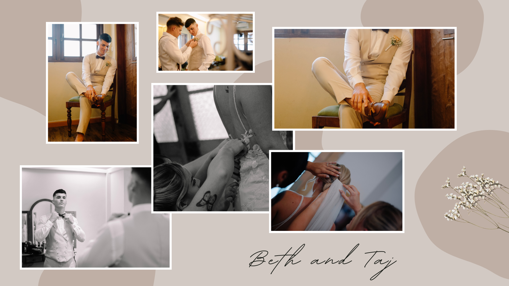 Brown Elegant Photo Collage Wedding Facebook Cover