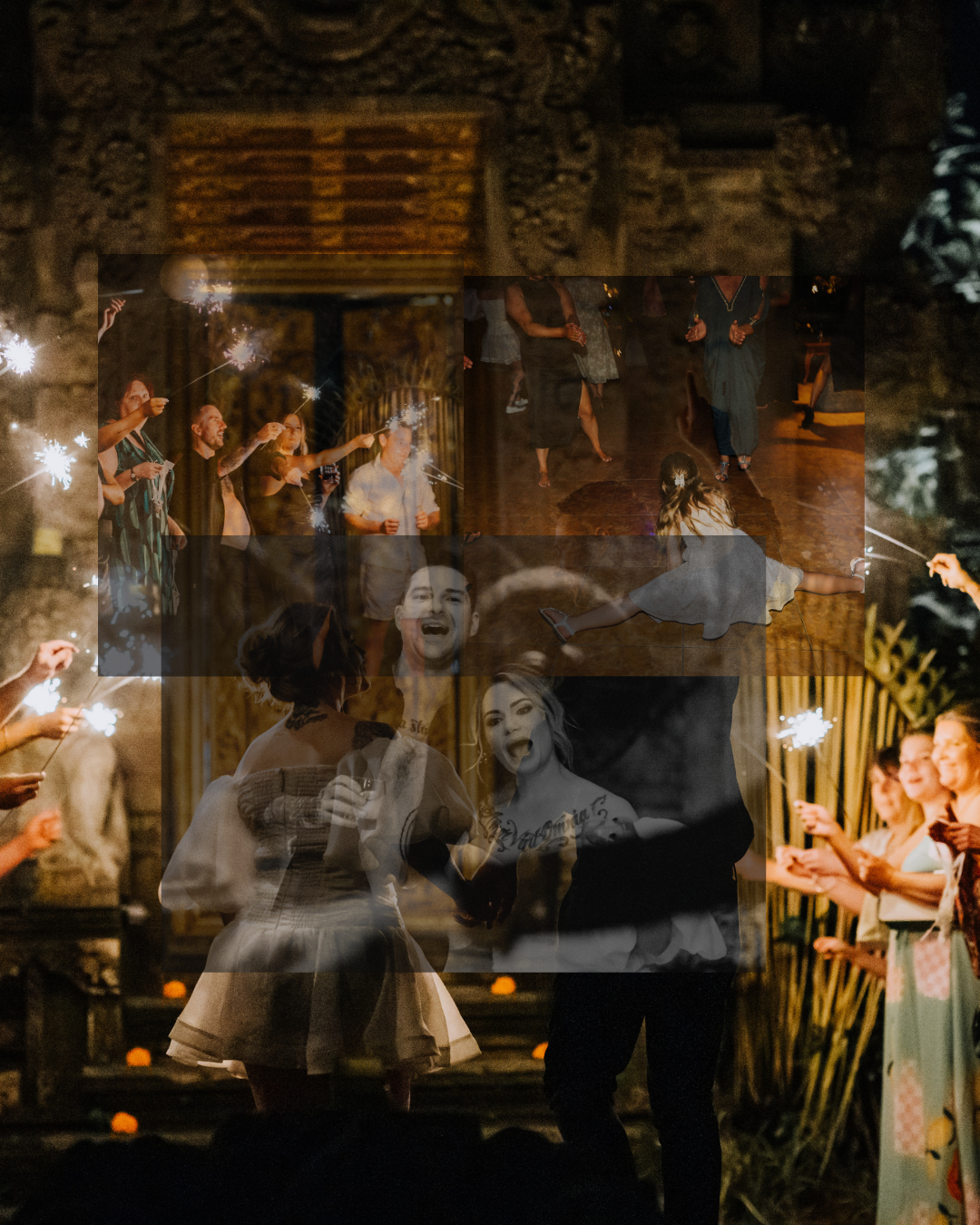 Modern Aesthetic Wedding Photo Collage Instagram Post