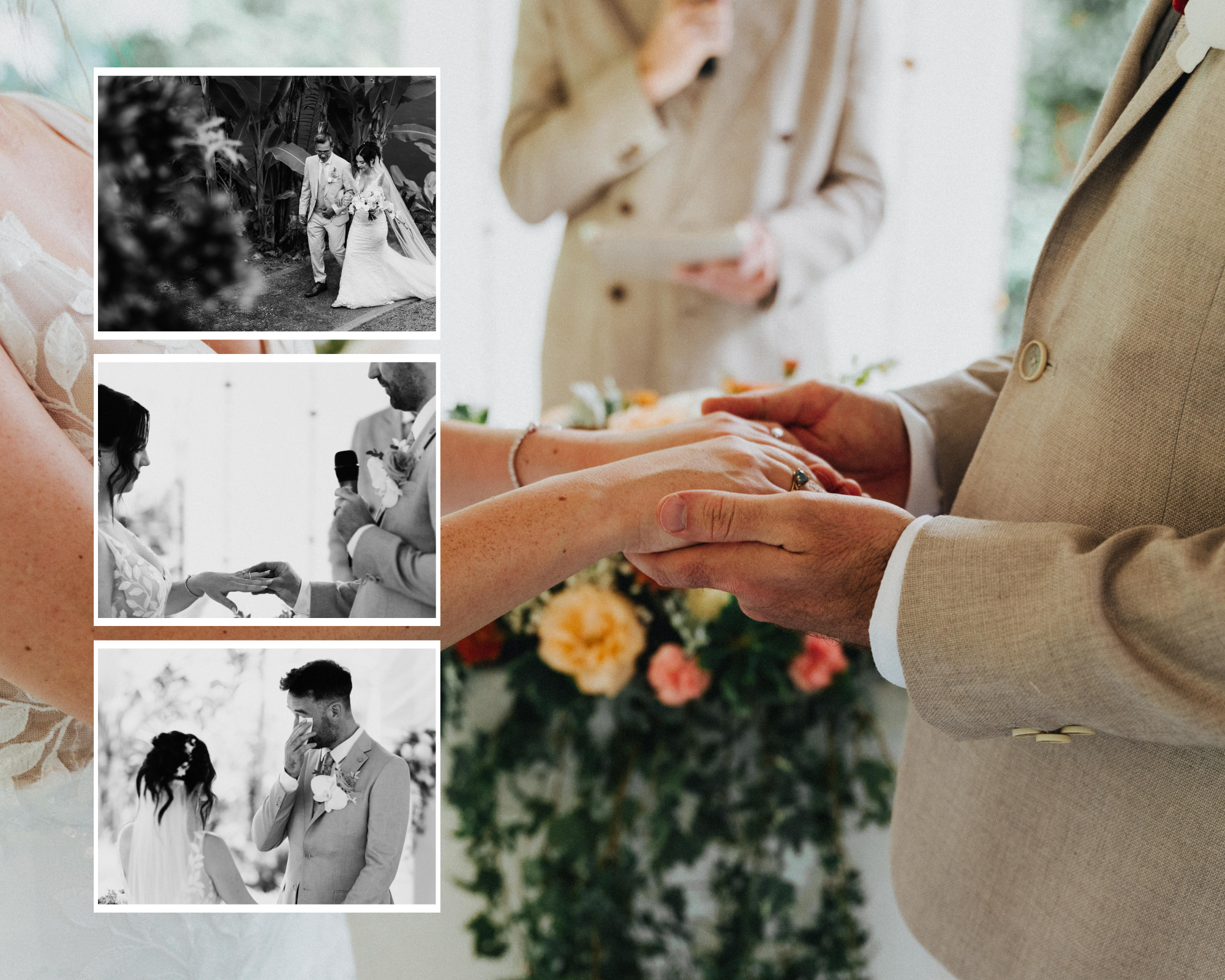 Neutral Rustic Wedding Photo Collage