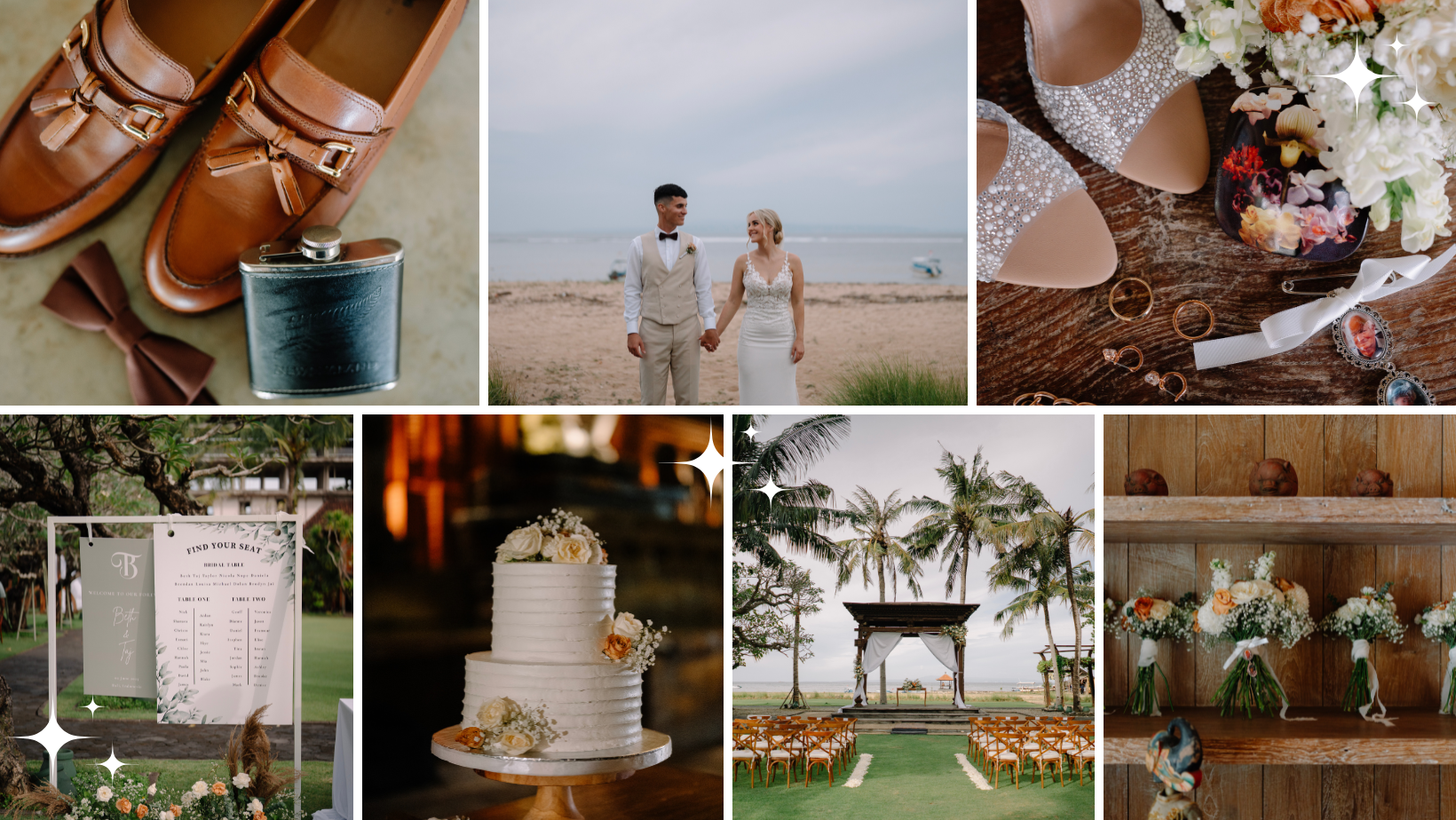 White Beige Elegant Photo Collage Wedding Photographer Facebook Cover
