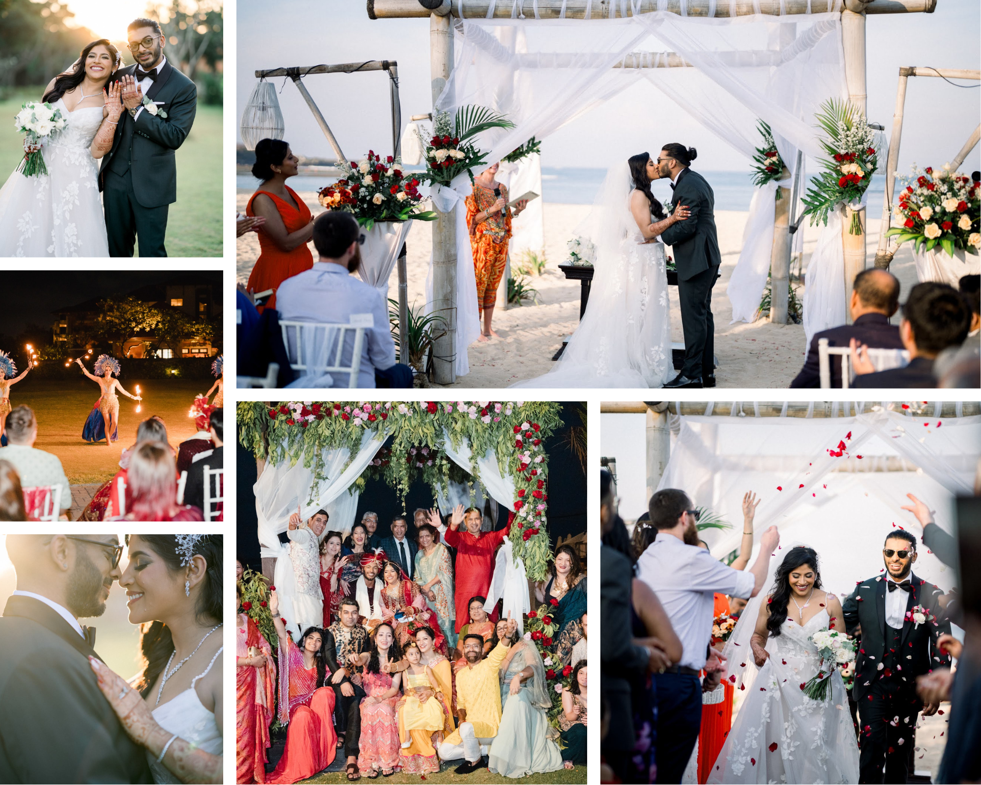 _White Brown Floral Wedding Photo Collage